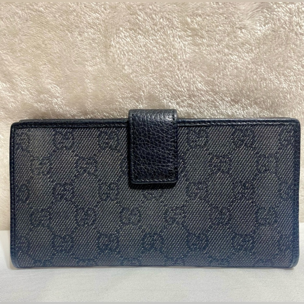 GUCCI 231843 Studded Interlocking GG Long Wallet Pebbled Leather Black Authentic - Picture 3 of 12